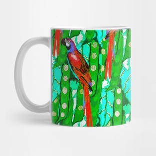 RED MACAWS ,BLUE GREEN LEAVES,TROPICAL PLANTS FLORAL PATTERN Mug